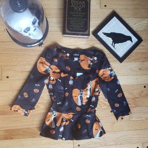 Collectif Modcloth Halloween Sweetheart Peplum Top